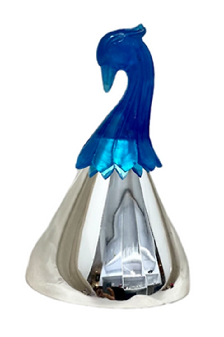 Blue Silver Brass & Resin Peacock Bell by EL'UNIQUE at Pernia's Pop Up Shop