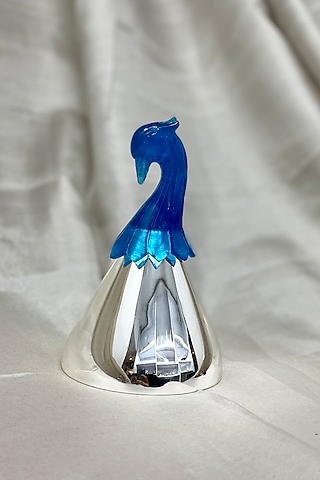 Blue Silver Brass & Resin Peacock Bell by EL'UNIQUE