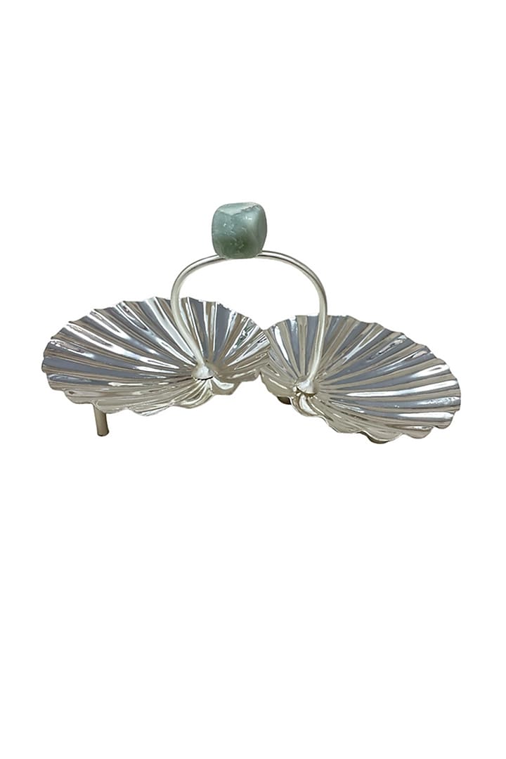 Silver Plated Brass Shell Duo Dish by EL'UNIQUE