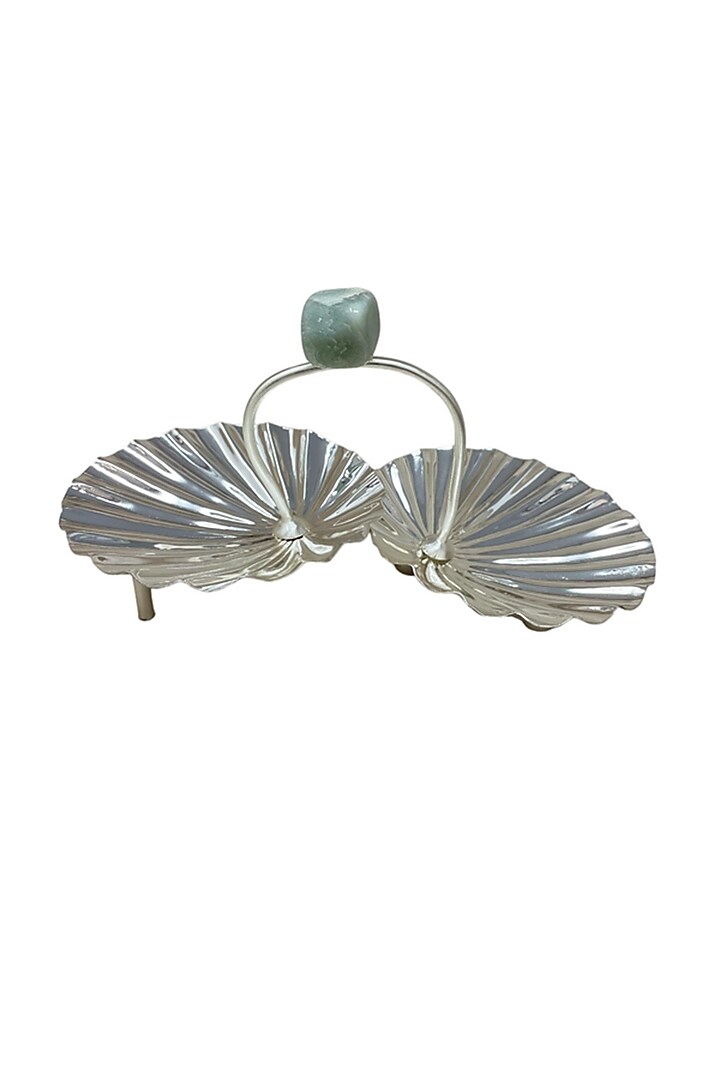 Silver Plated Brass Shell Duo Dish by EL'UNIQUE at Pernia's Pop Up Shop