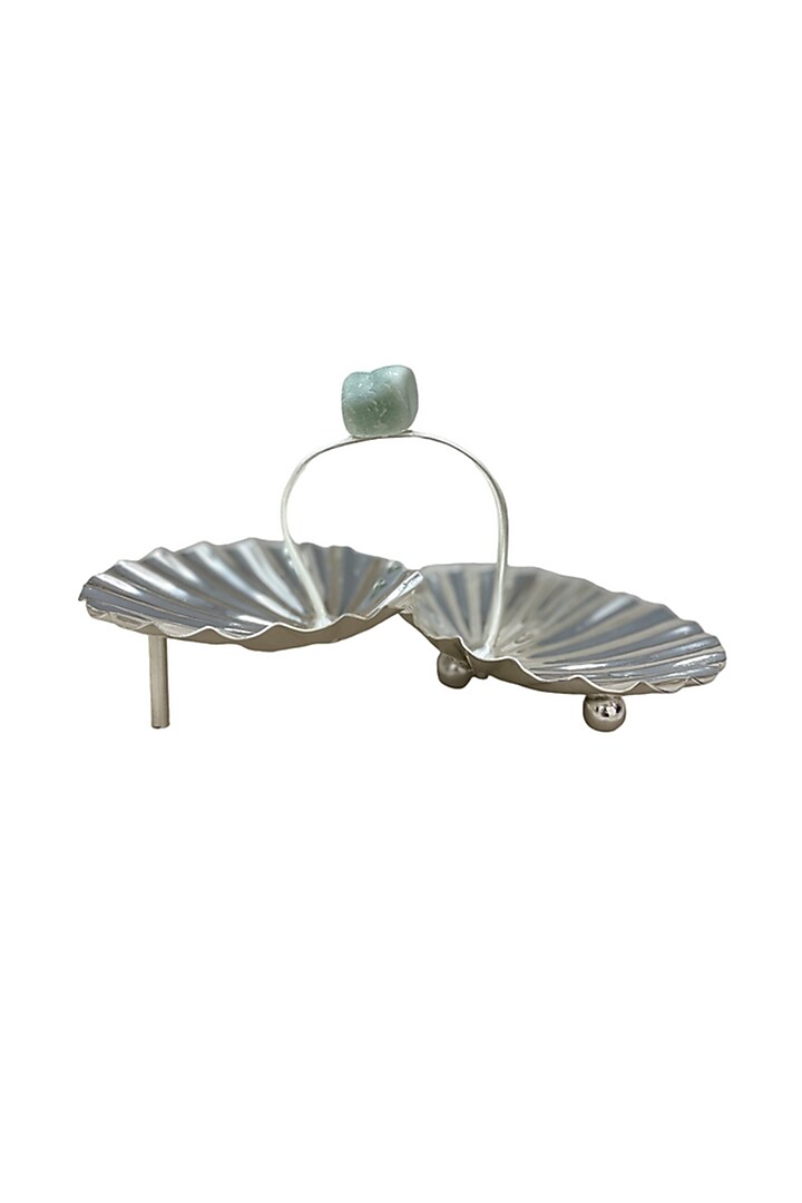 Silver Plated Brass Shell Duo Dish by EL'UNIQUE at Pernia's Pop Up Shop