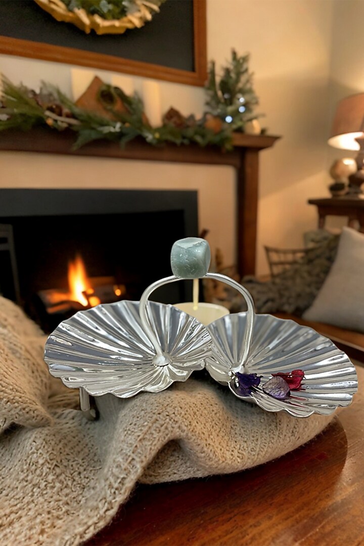Silver Plated Brass Shell Duo Dish by EL'UNIQUE at Pernia's Pop Up Shop