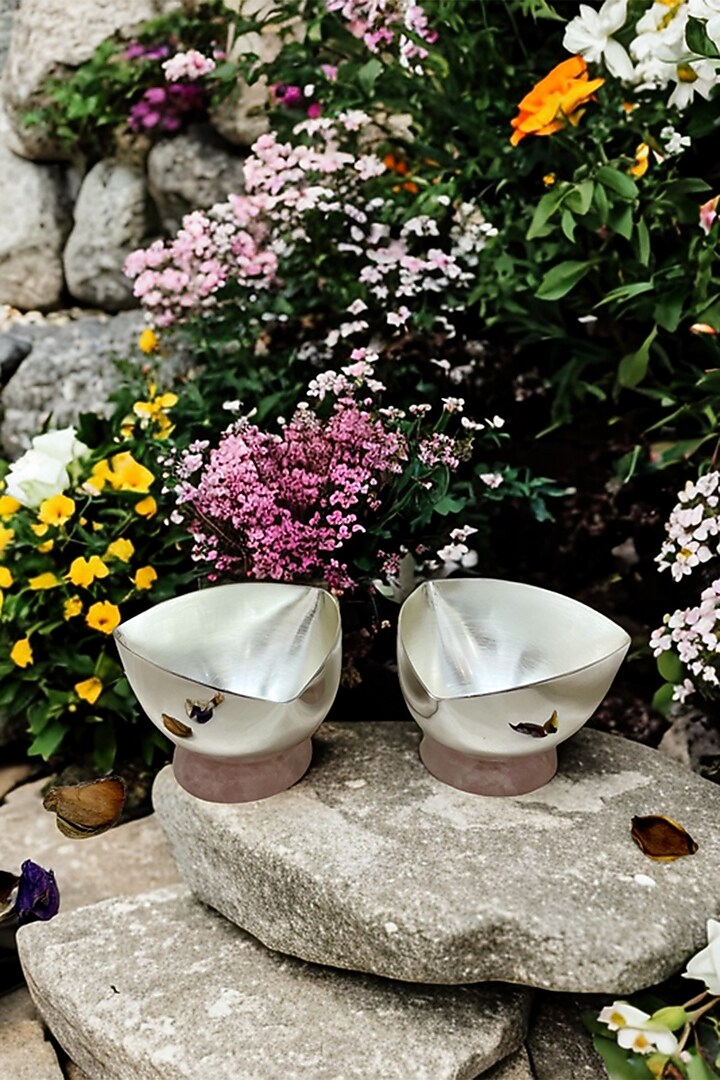 Silver Plated Brass Bowl Set by EL'UNIQUE at Pernia's Pop Up Shop