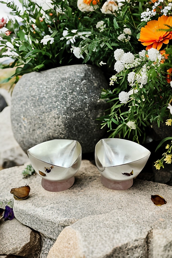 Silver Plated Brass Bowl Set by EL'UNIQUE at Pernia's Pop Up Shop