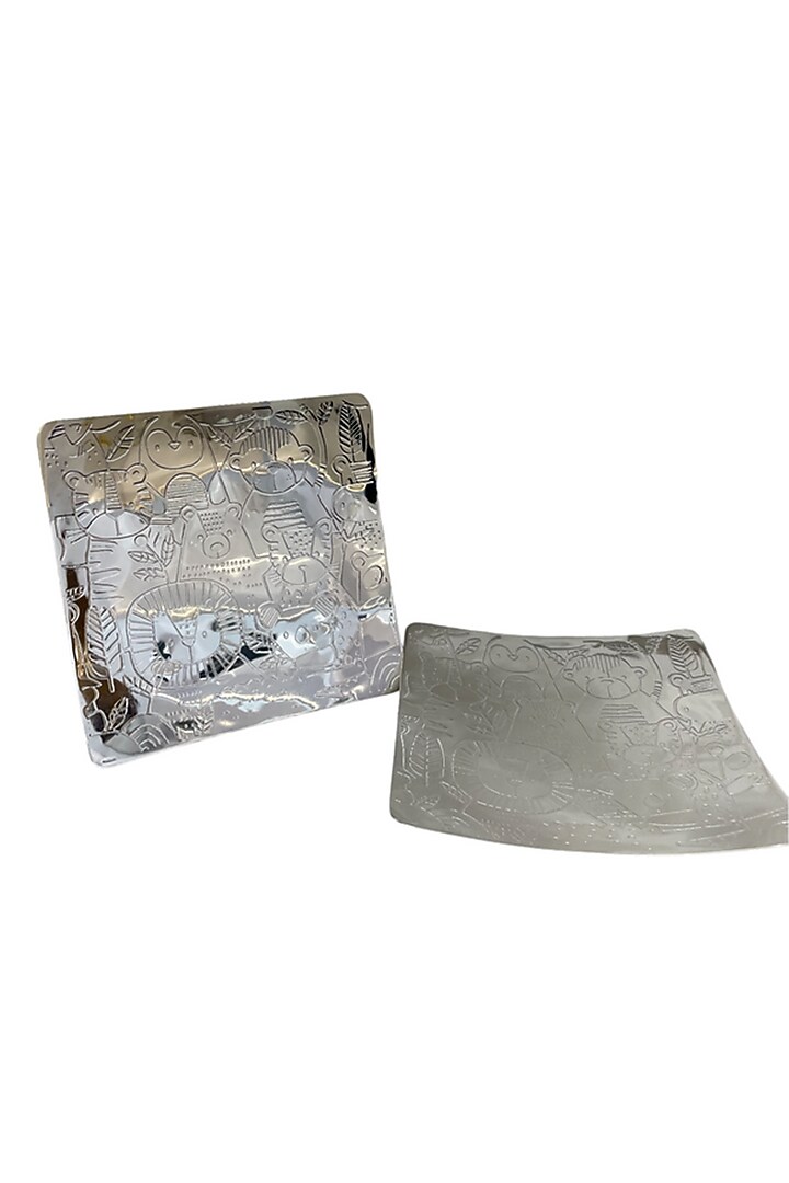 Silver Plated Brass Floral Embossed Serving Platter by EL'UNIQUE at Pernia's Pop Up Shop