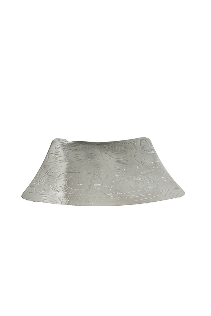 Silver Plated Brass Floral Embossed Serving Platter by EL'UNIQUE at Pernia's Pop Up Shop