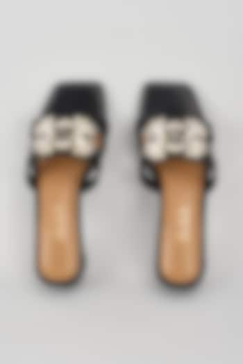 Black PU Embellished Heels by Elviraa by Pranali Oswal at Pernia's Pop Up Shop