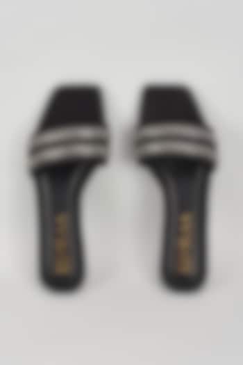 Black Satin Flats by Elviraa by Pranali Oswal at Pernia's Pop Up Shop