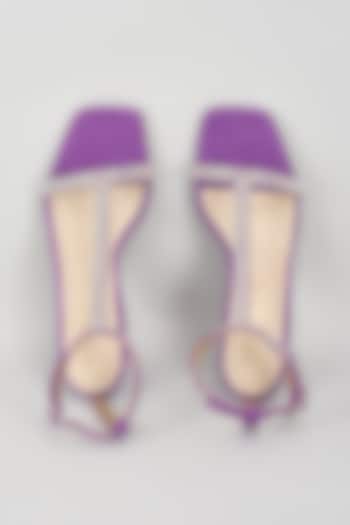 Purple Suede Embellished Heels by Elviraa by Pranali Oswal