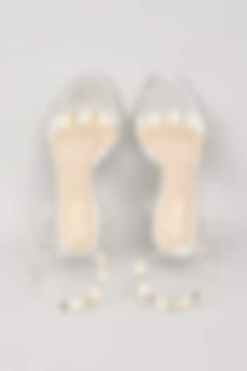 Silver PU Embellished Heels by Elviraa by Pranali Oswal