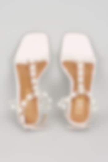 White TPU Pearl Embellished Heels by Elviraa by Pranali Oswal
