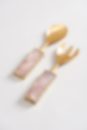Pink Agate Stone Salad Servers (Set of 2) by Elysian Home