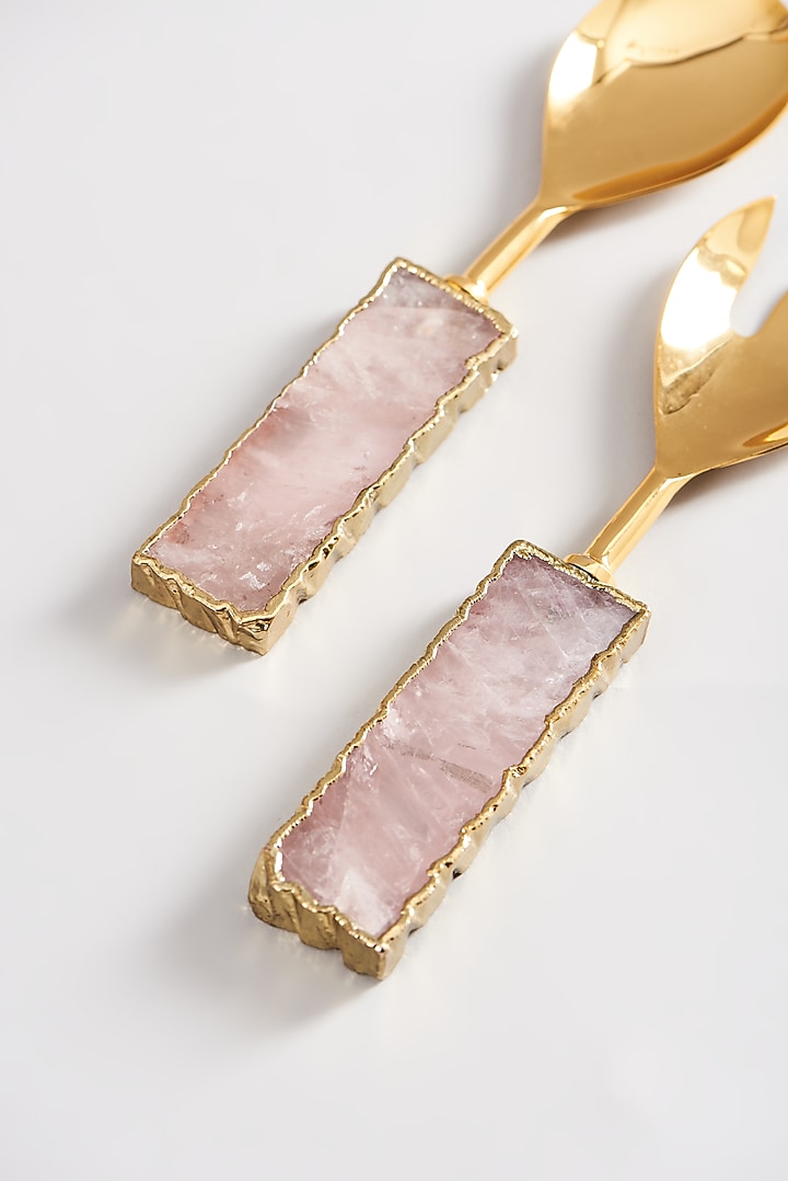 Pink Agate Stone Salad Servers (Set of 2) by Elysian Home at Pernia's Pop Up Shop