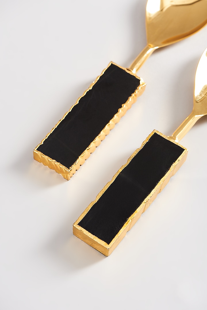 Black Agate Stone Salad Servers (Set of 2) by Elysian Home at Pernia's Pop Up Shop