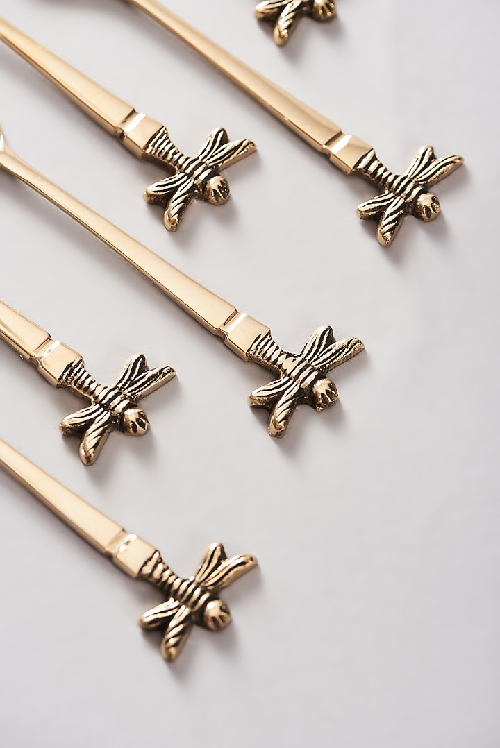 Gold Brass Auric Spoons (Set of 6) by Elysian Home at Pernia's Pop Up Shop