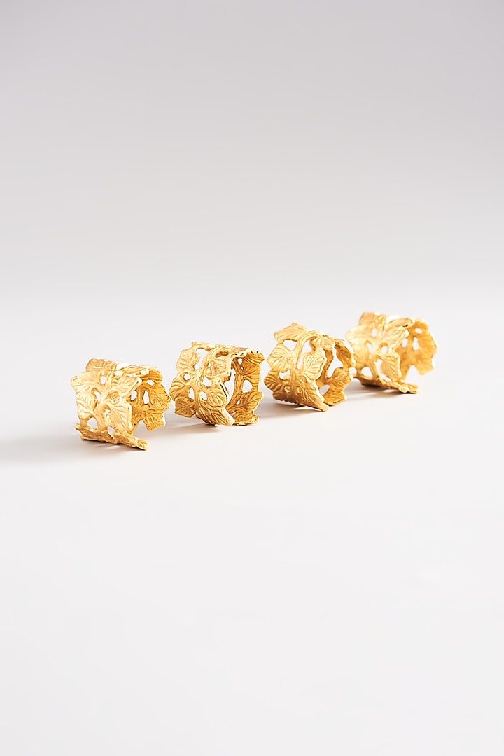 Gold Aluminium Napkin Rings (Set of 4) by Elysian Home