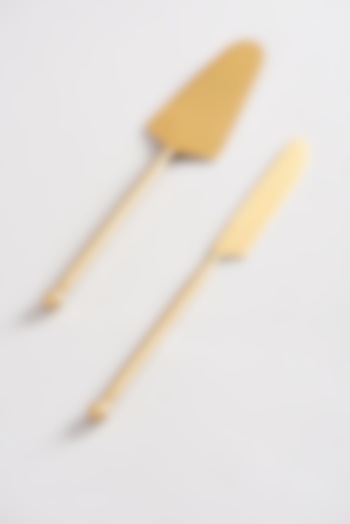 Gold Stainless Steel Cake Server (Set of 2) by Elysian Home