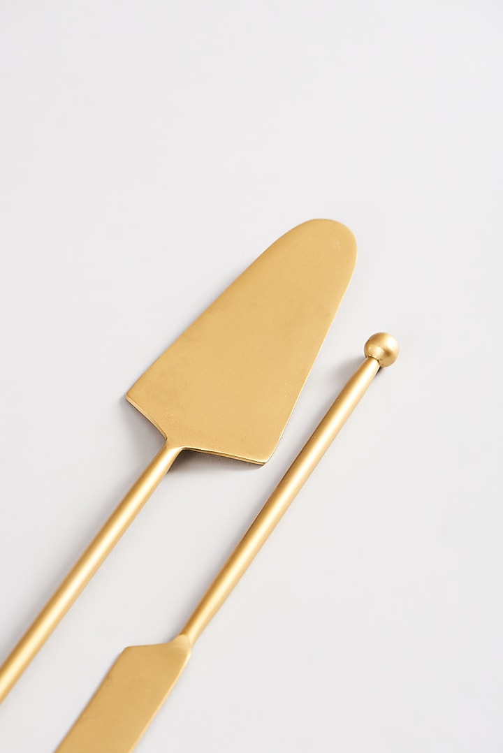 Gold Stainless Steel Cake Server (Set of 2) by Elysian Home at Pernia's Pop Up Shop