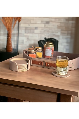 Cognac Vegan Leather Tray by Elysian Home