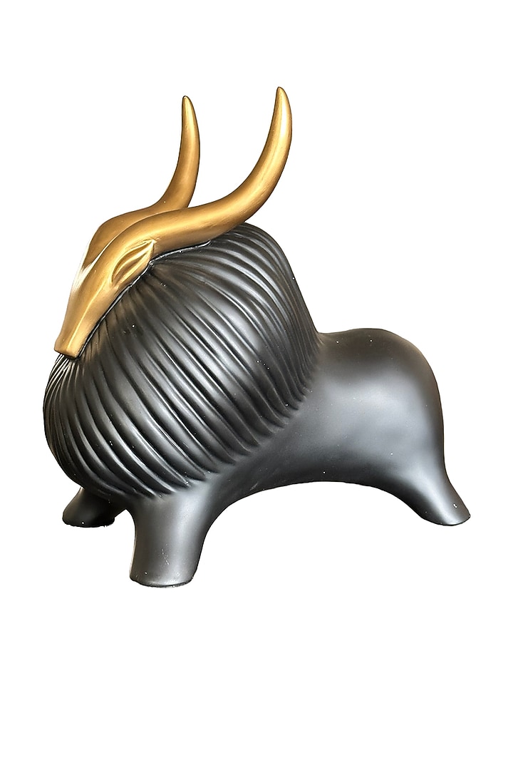 Gold & Black Resin Matte Finish Yak Figurine by Elysian Home at Pernia's Pop Up Shop