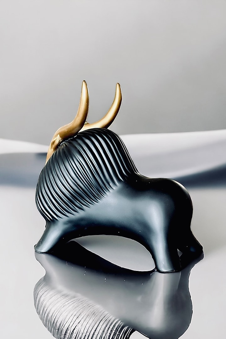 Gold & Black Resin Matte Finish Yak Figurine by Elysian Home at Pernia's Pop Up Shop