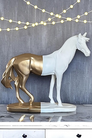 White & Gold Resin Matte Finish Decor Accent by Elysian Home