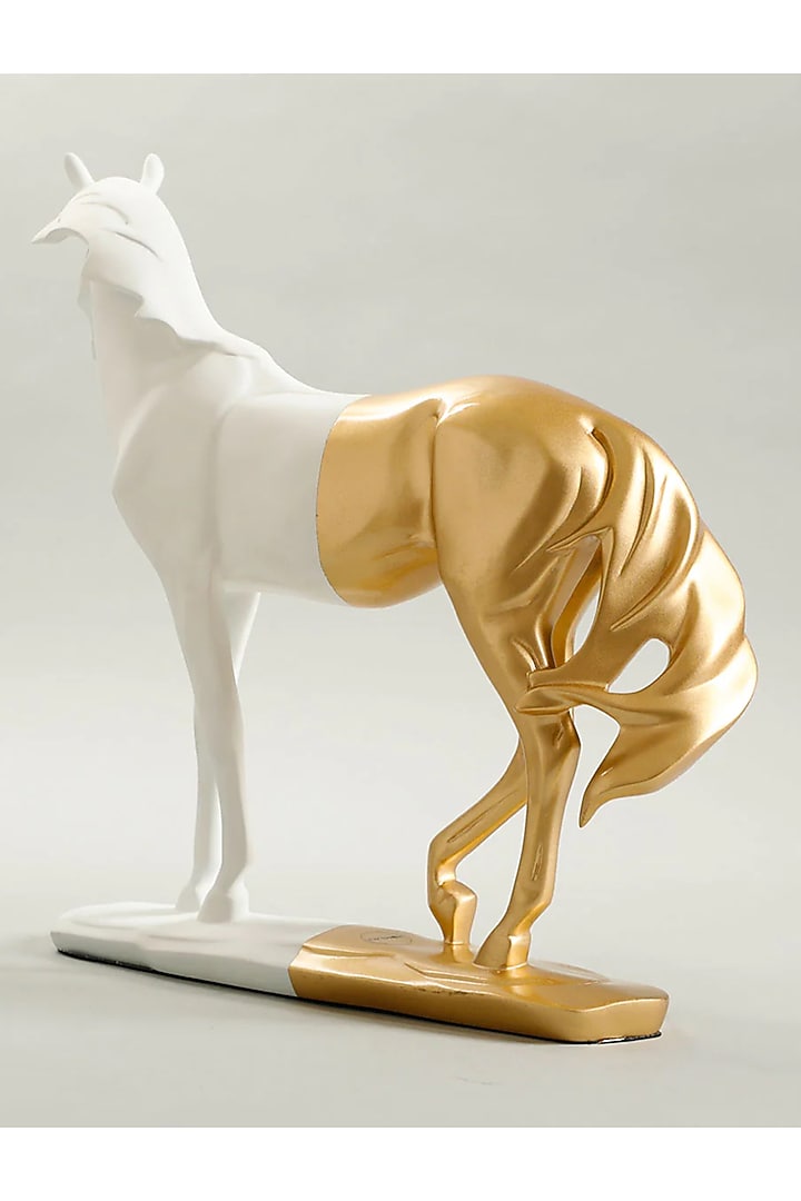 White & Gold Resin Matte Finish Decor Accent by Elysian Home at Pernia's Pop Up Shop