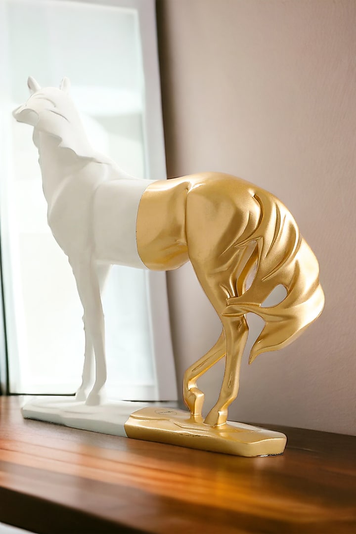 White & Gold Resin Matte Finish Decor Accent by Elysian Home at Pernia's Pop Up Shop