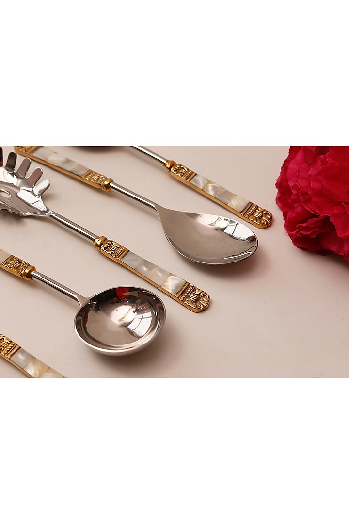 Gold Serving Spoons Set, Set of 6, Serving Ladle, Serving Spatula