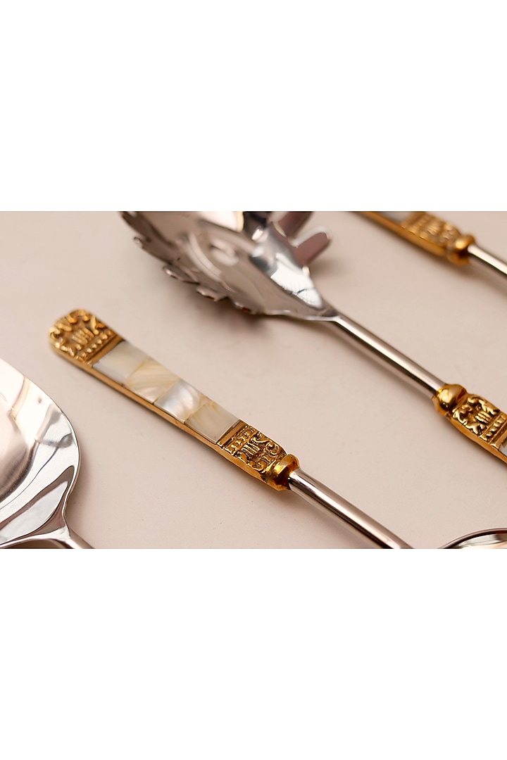 Silver Mother Of Pearls Serving Spoons Set (Set of 6) by Elysian Home at Pernia's Pop Up Shop