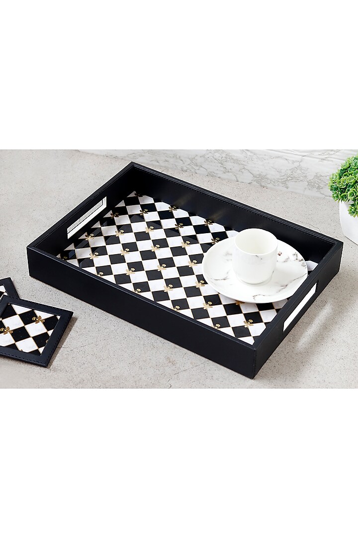 Black Leatherette Tray by Elysian Home