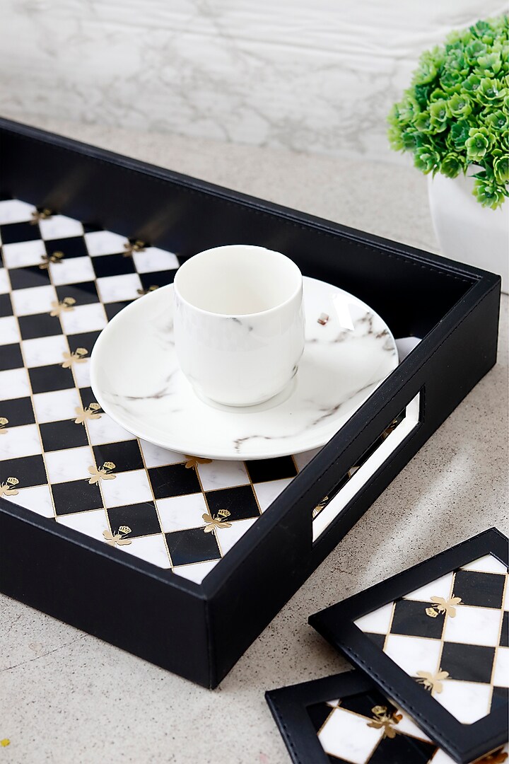 Black Leatherette Tray by Elysian Home at Pernia's Pop Up Shop