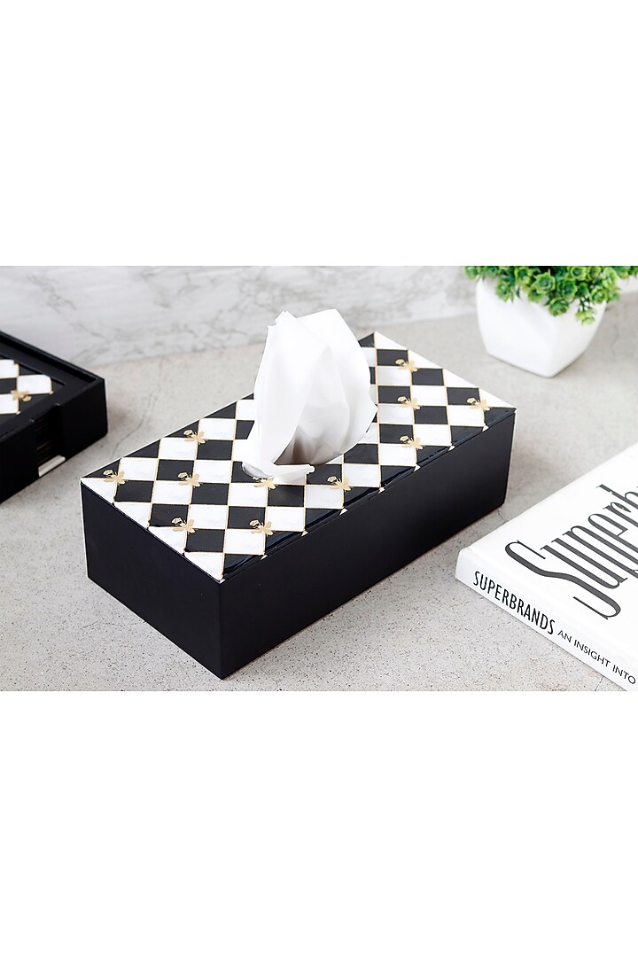 Black Leatherette Tissue Holder by Elysian Home at Pernia's Pop Up Shop