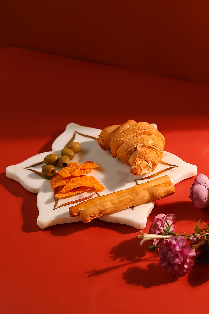 White & Gold Marble Platter by Elysian Home at Pernia's Pop Up Shop