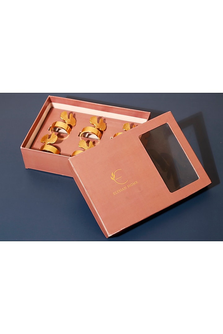 Gold Brass Crown Napkin Rings Set (Set of 6) by Elysian Home at Pernia's Pop Up Shop