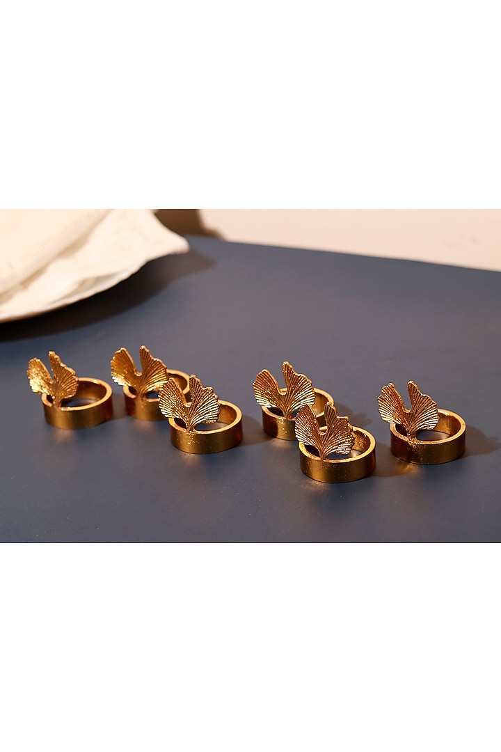 Gold Brass Crown Napkin Rings Set (Set of 6) by Elysian Home at Pernia's Pop Up Shop