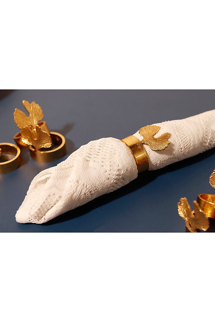 Gold Brass Crown Napkin Rings Set (Set of 6) by Elysian Home at Pernia's Pop Up Shop