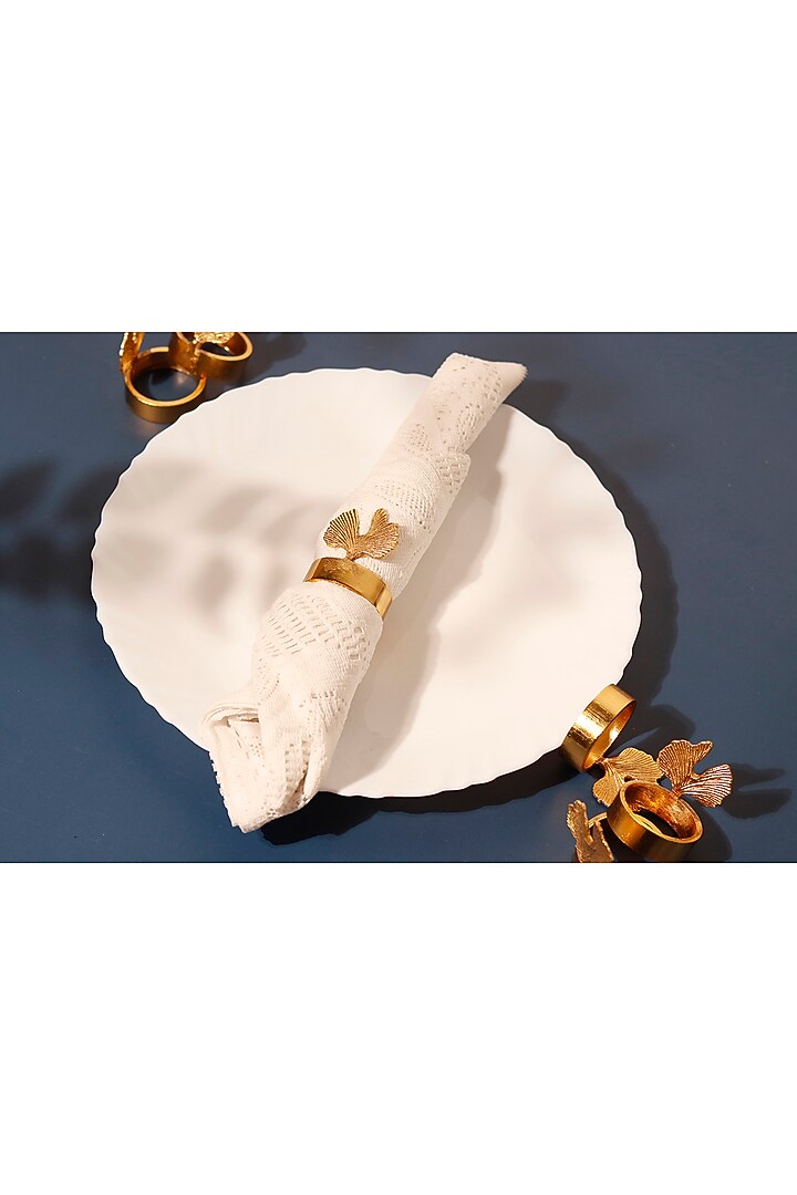 Gold Brass Crown Napkin Rings Set (Set of 6) by Elysian Home at Pernia's Pop Up Shop