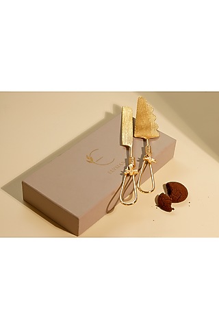 Gold Brass Dragonfly Cake Server & Knife by Elysian Home