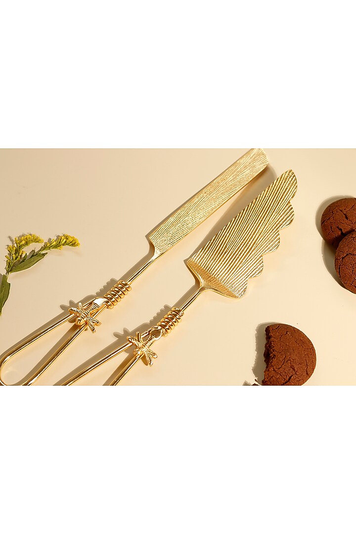 Gold Brass Dragonfly Cake Server & Knife by Elysian Home at Pernia's Pop Up Shop