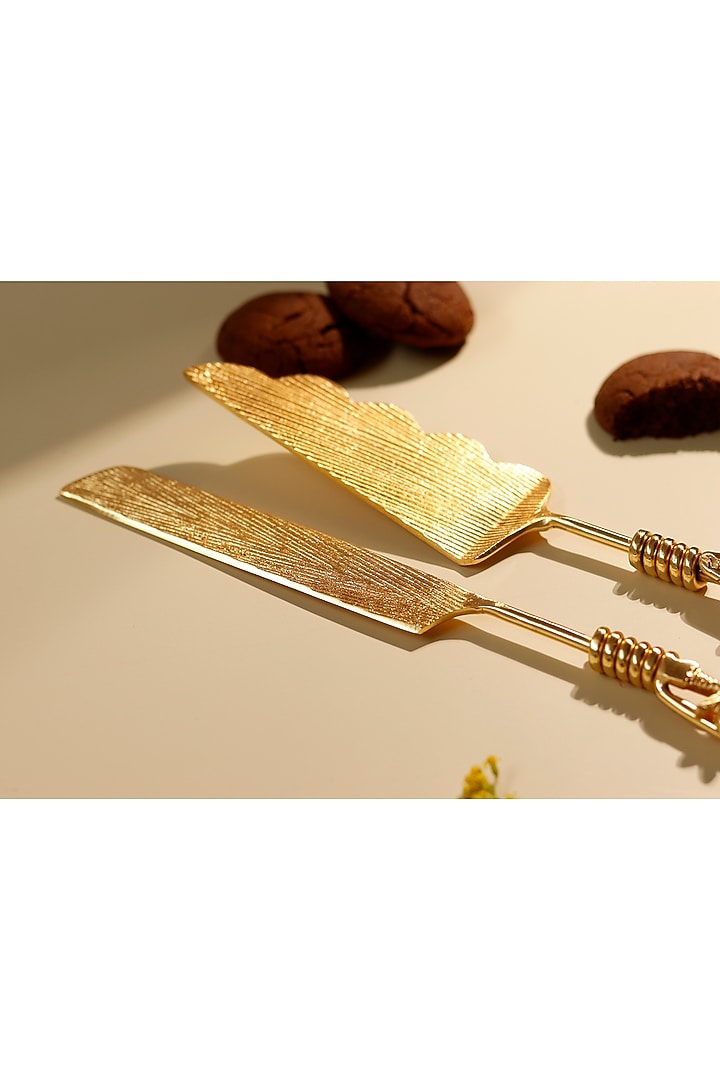Gold Brass Dragonfly Cake Server & Knife by Elysian Home at Pernia's Pop Up Shop