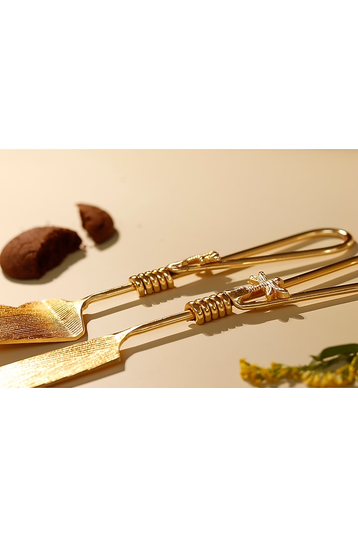 Gold Brass Dragonfly Cake Server & Knife by Elysian Home at Pernia's Pop Up Shop