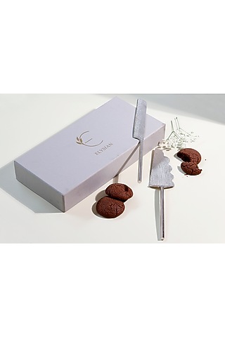 Silver Brass Cake Server & Knife by Elysian Home