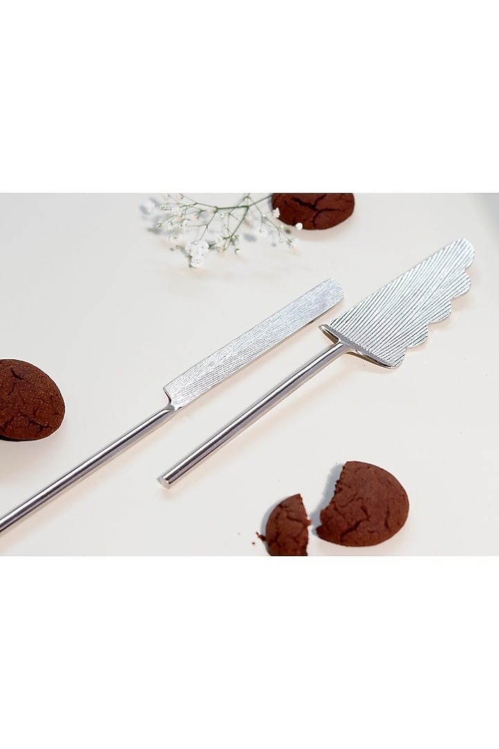 Silver Brass Cake Server & Knife by Elysian Home at Pernia's Pop Up Shop