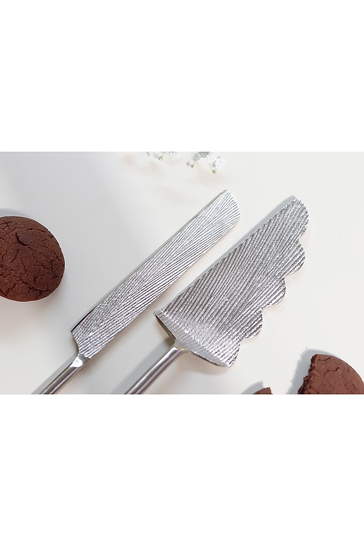 Silver Brass Cake Server & Knife by Elysian Home at Pernia's Pop Up Shop