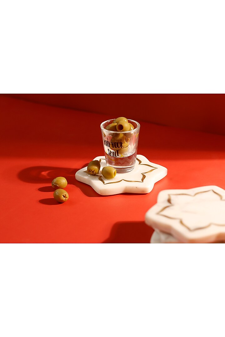 White & Gold Marble Coaster Set (Set of 4) by Elysian Home at Pernia's Pop Up Shop