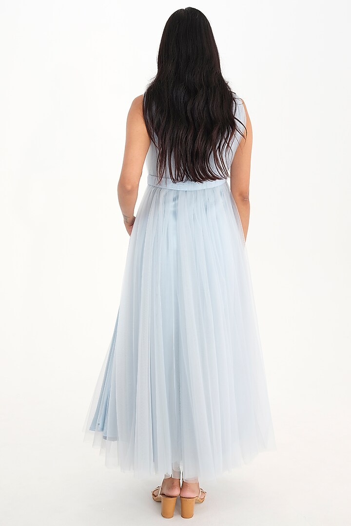 Mist Blue Tulle Embroidered Engagement Gown by El:sian Studeios at Pernia's Pop Up Shop
