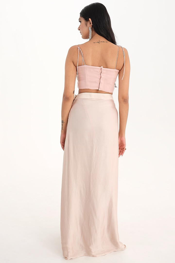 Old Rose Cotton Satin Draped Skirt set by El:sian Studeios at Pernia's Pop Up Shop