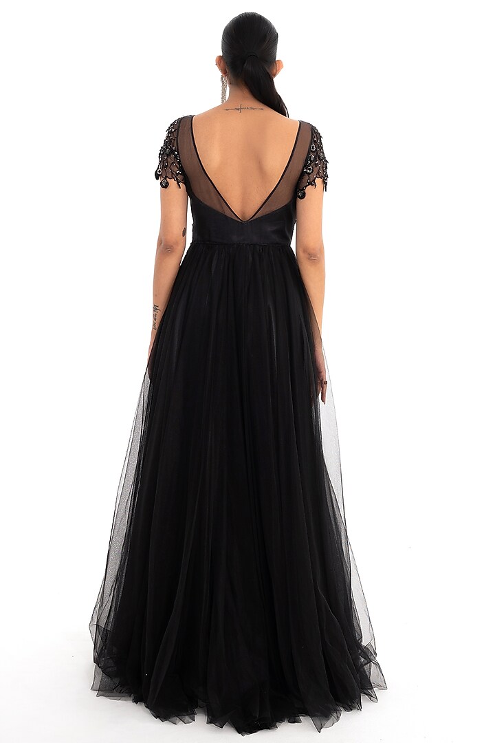 Black tulle Embroidered Engagement Gown by El:sian Studeios at Pernia's Pop Up Shop
