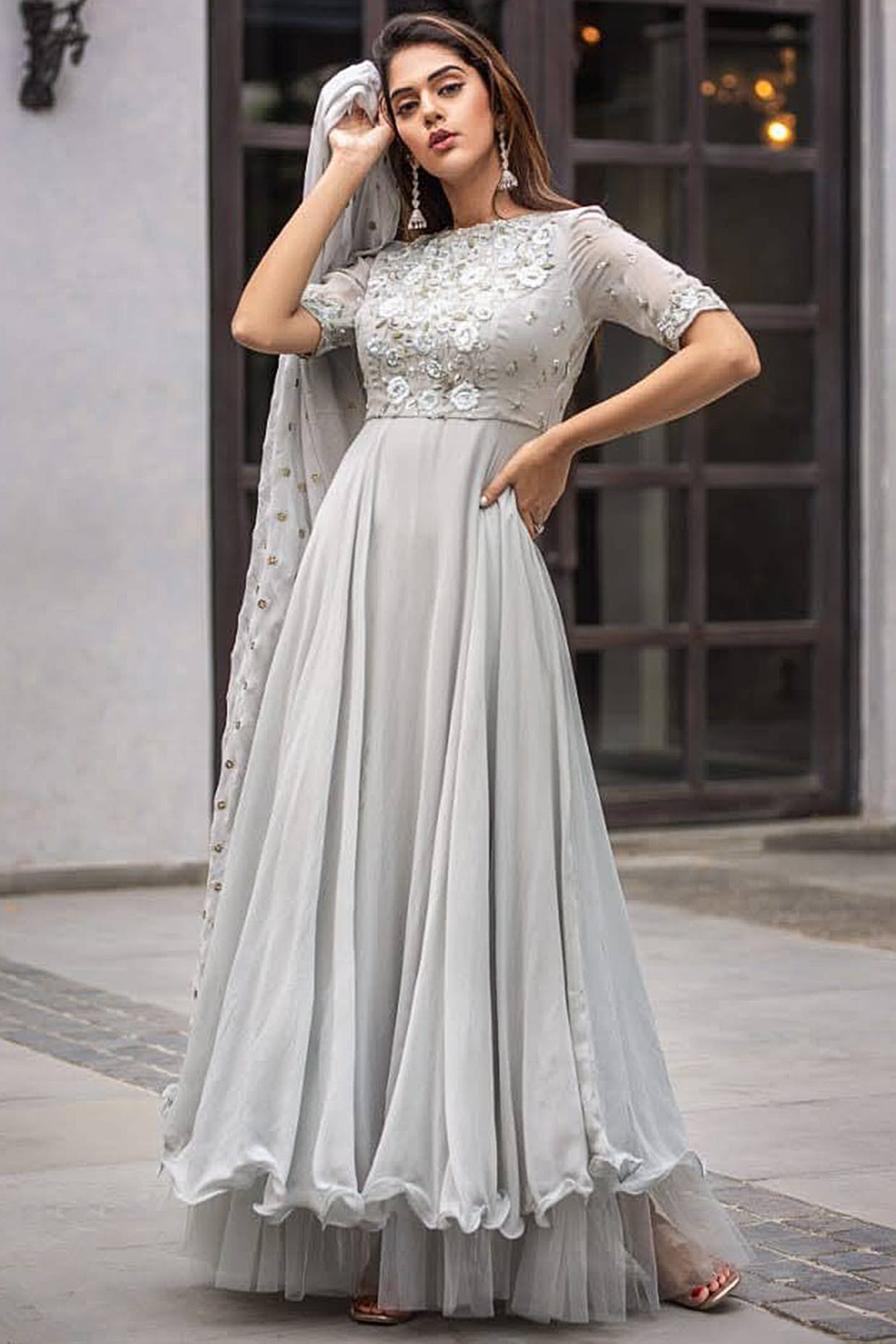 New Designer Party Wear Look Full Heavy Embroidery Sequence Work Gown With  Fully Stitched and Dupatta – Prititrendz